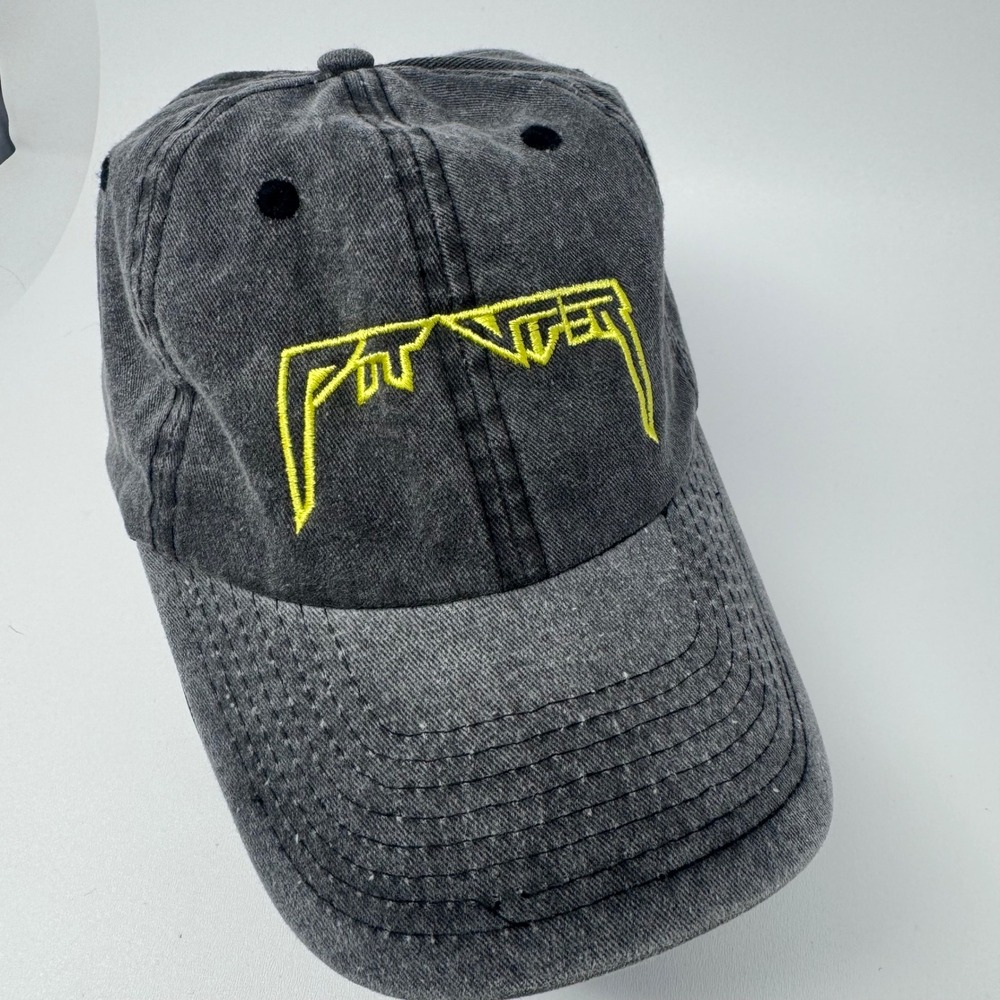Pit Viper Hat Baseball Cap Washed Black Denim Yellow Embroidered Logo Adjustable